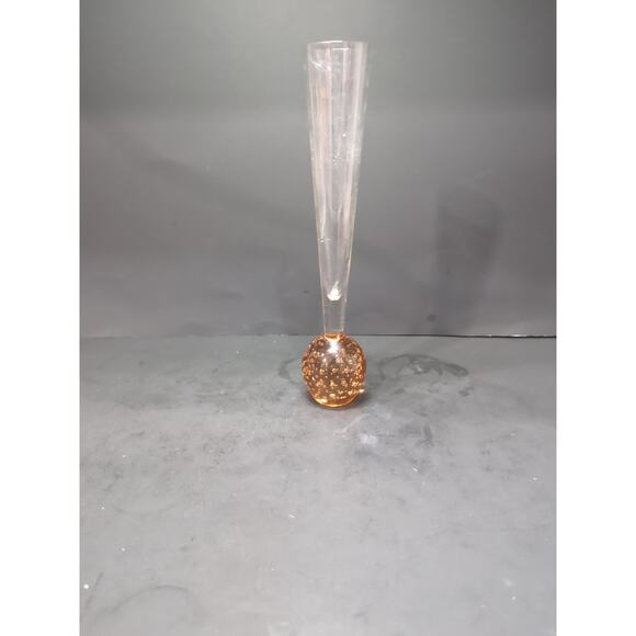 Peach Amber Bullicante Vase, Art Glass Bud Vase, 10", Controlled Bubbles Base - Picture 3 of 9